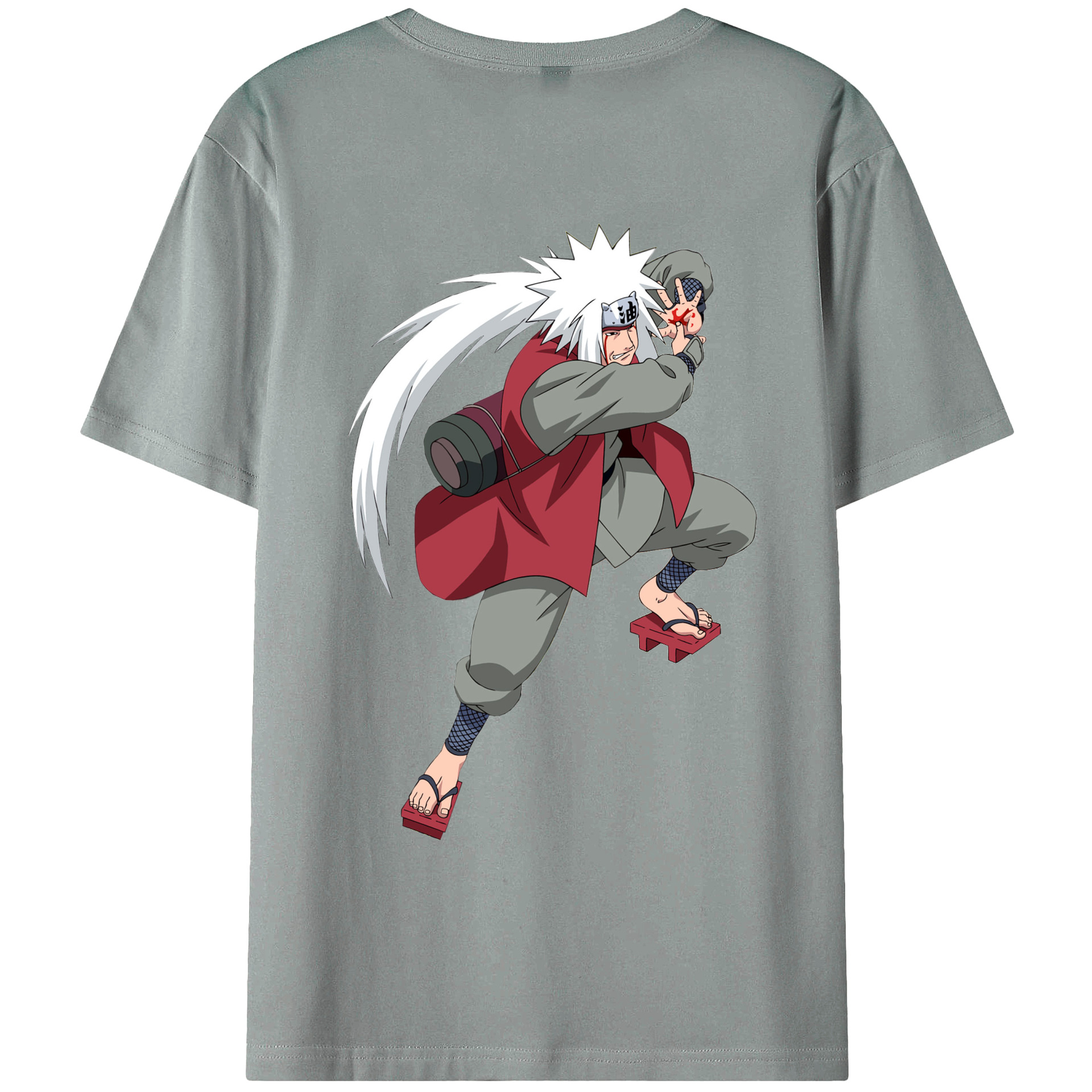 （画像用） NARUTO -ナルト- 自来也（じらいや） Jiraiya 綿100％ メンズ半袖Tシャツ（バックプリント） 通気性